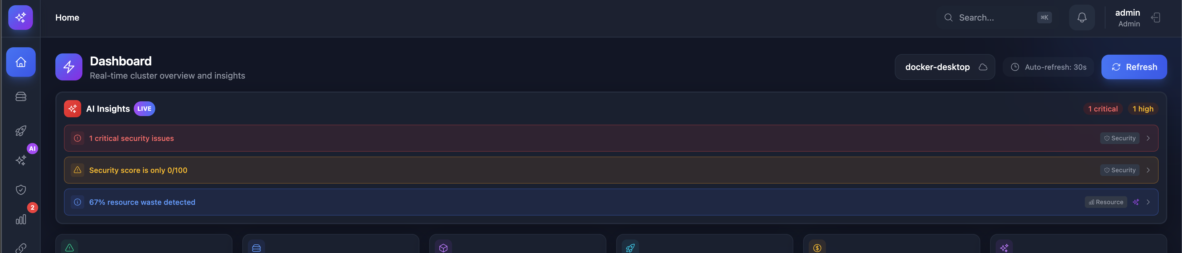 Dashboard - AI-powered actionable insights card with recommendations